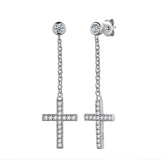 Classic Small Cross Dangle Earrings Sterling Silver - Earrings - Aurora Tears Jewelry